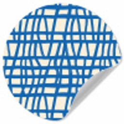 Ruitpatroon - Blauw - Crème Wandcirkel behangsticker klein 186 -3d