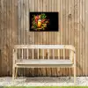 Olijfolie - Graffiti - Peper - Olijven - Modern Tuinposter op houten frame 2 cm dik klein -sfeer4