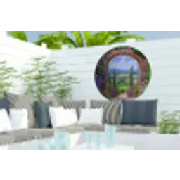 Doorkijk - Toscane - Landschap - Poort Wandcirkel tuinposter met ringen klein -buiten2