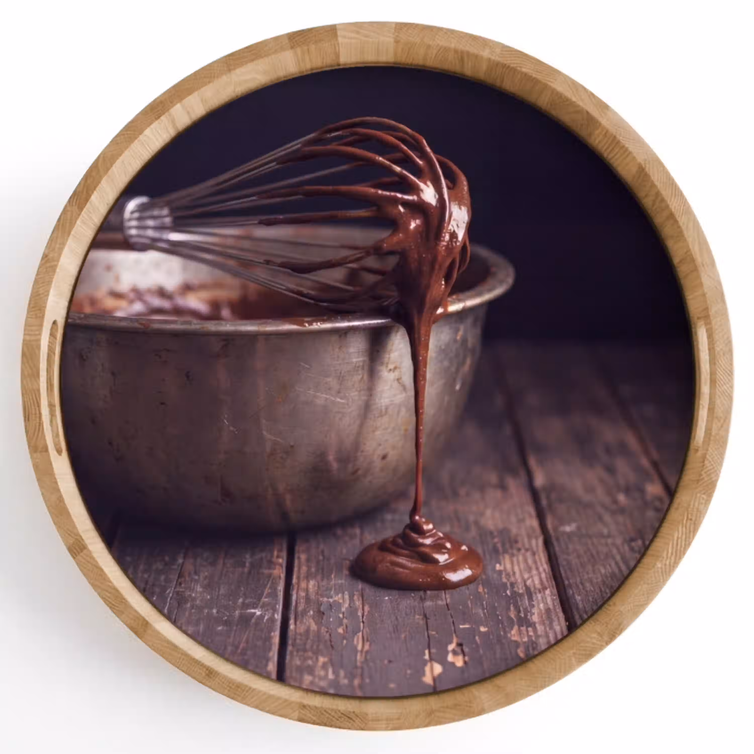 Chocolade - Beslag - Eten Dienblad Rond middel -z3d_shopping
