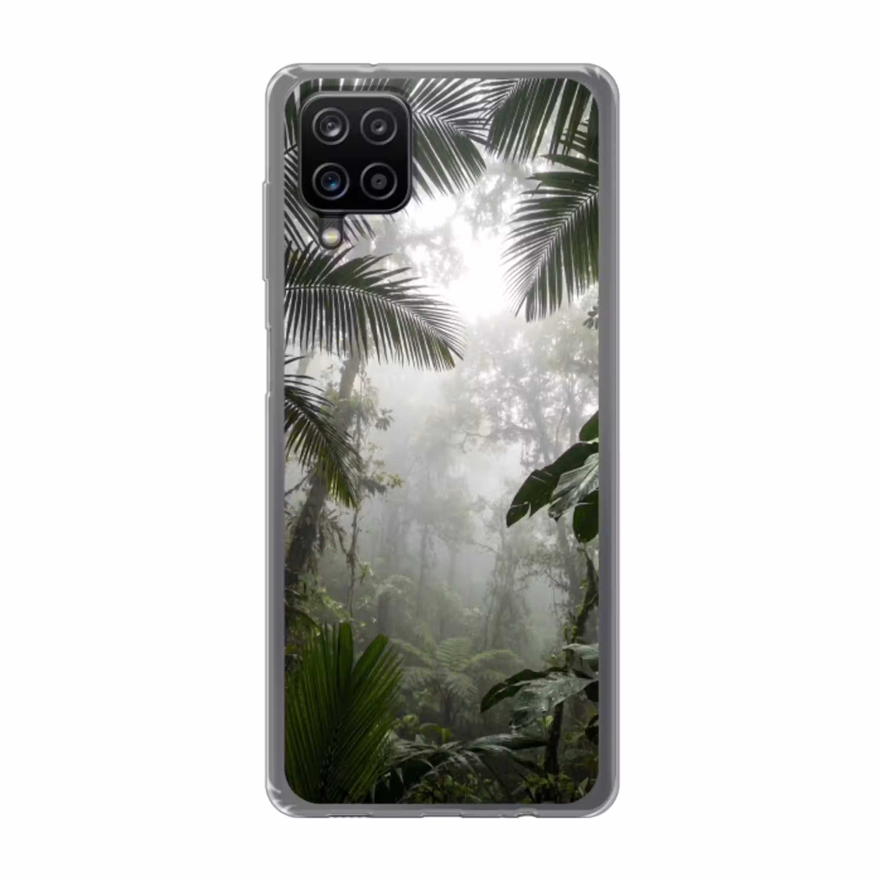 Natuur - Jungle - Mist - Groen - Bladeren Telefoonhoesje Samsung Galaxy A12 klein -3d
