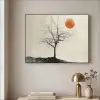 Boom - Zon - Modern - Landschap Textielframe zwart klein -sfeer2