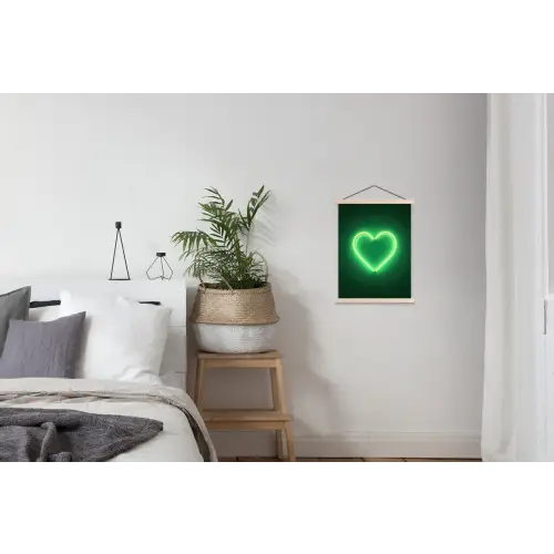 Neon - Groen - Licht textielposter latten blank klein -woonkamer