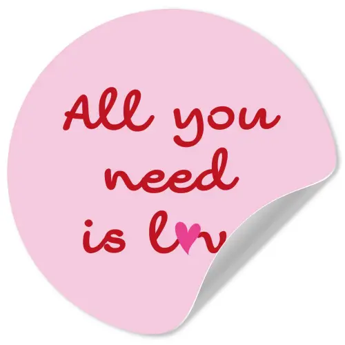 Tekst - Roze - Love - Hart Wandcirkel behangsticker klein -3d