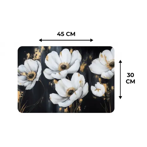 Bloemen - Wit - Abstract Placemat vinyl groot -specs