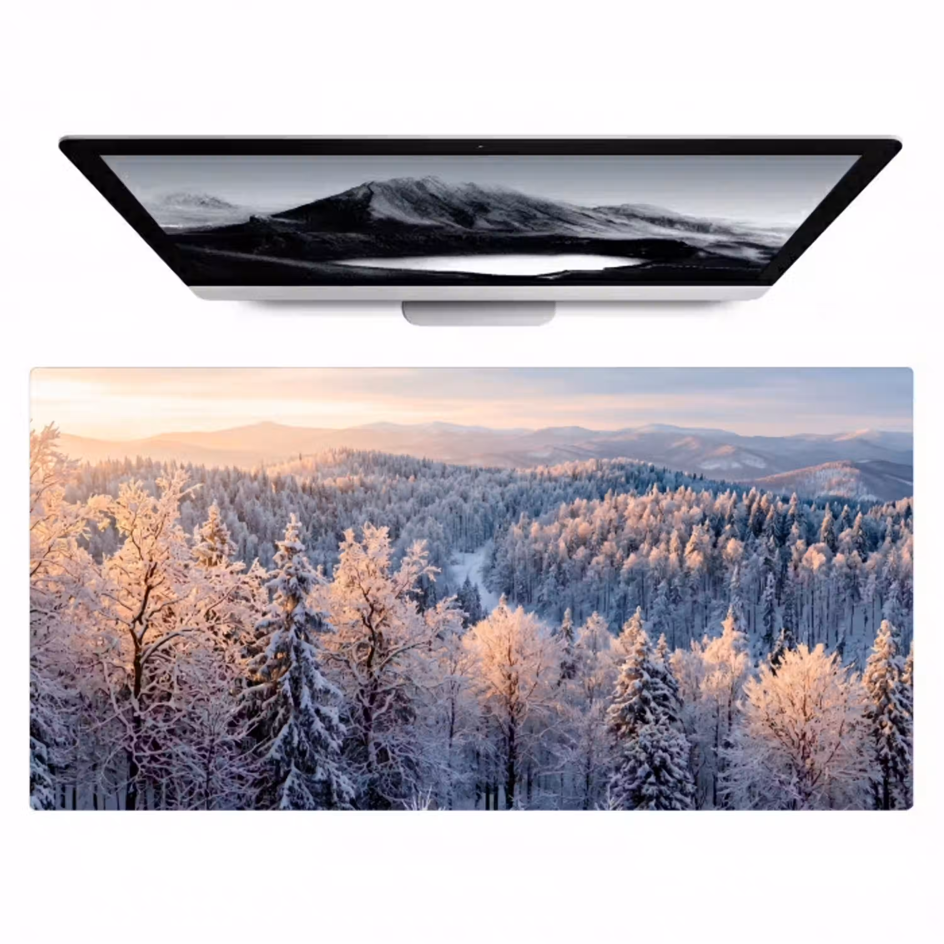 Bos - Bergen - Goud - Winter - Warm Muismat XXL klein -zzz3d
