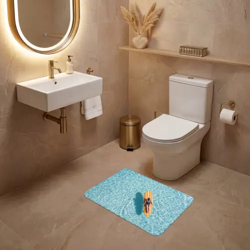 Surfboard - Water - Badpak - Oranje WCmat klein -sfeer3