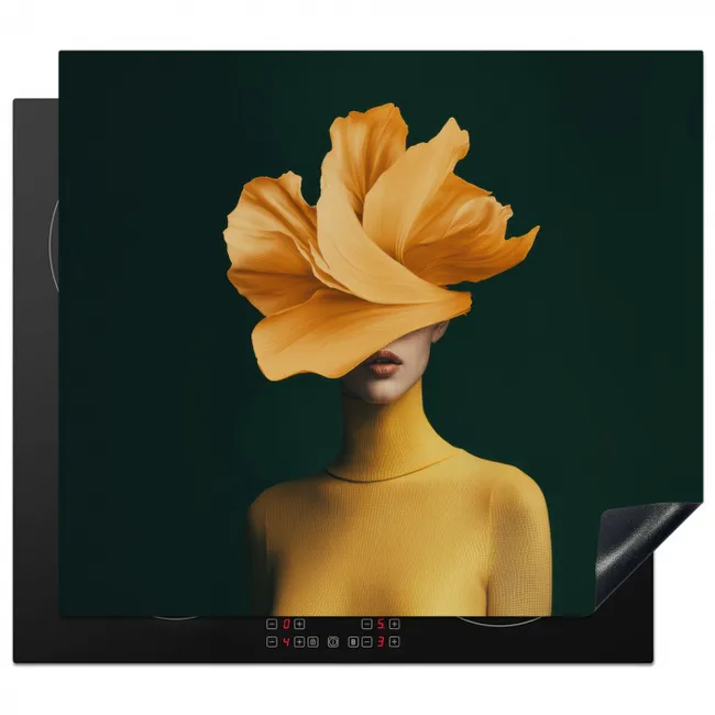 Vrouw - Hoed - Geel Inductie beschermer vinyl 3mm middel -3d