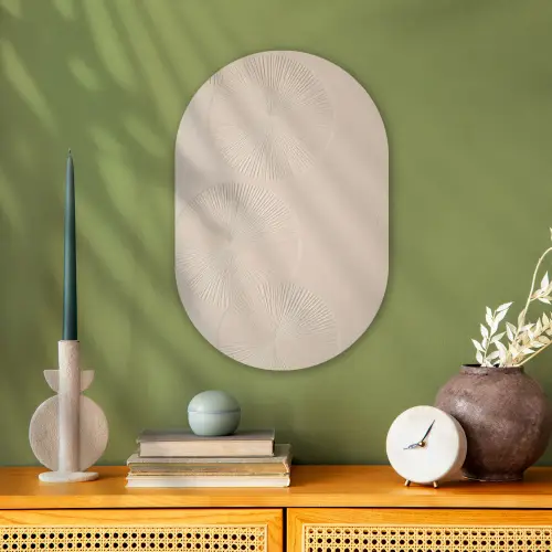 Japandi - Beige - Modern Wandcirkel Ovaal Forex klein -sfeer2