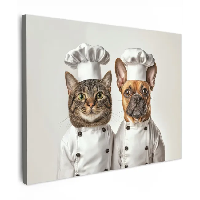 Canvas Print - Cat - Dog - Cook clothing