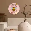 Bij - Geel - Bloemen - Kleurrijk Wandcirkel kunststof plaat 5mm dik klein -sfeer1