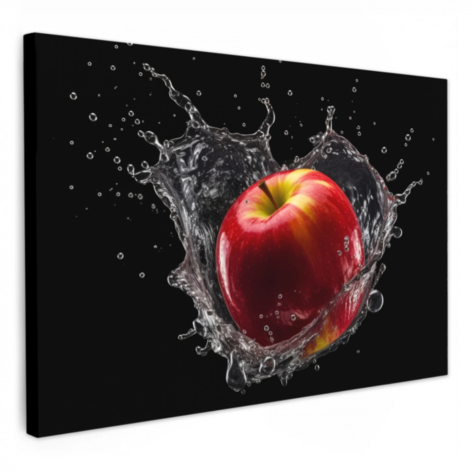 Appel - Rood - Water - Zwart - Fruit KitchenYeah - Keuken - Canvas klein -3d