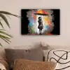 Meisje - Kunst - Paraplu - Graffiti - Kleuren - Muur canvas 2cm klein -sfeer1