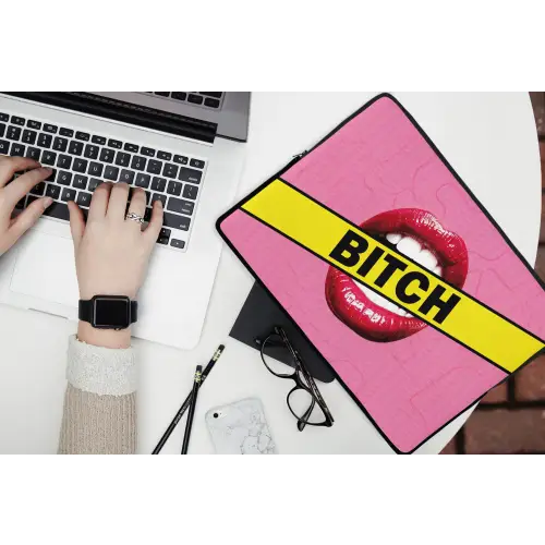 Lippen - Tekst - Kleurrijk laptophoes neopreen klein -bureau