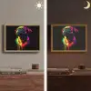 Puck - Hond - Verf - Kleuren Light Box met batterij (Wandlamp) middel -sfeer3