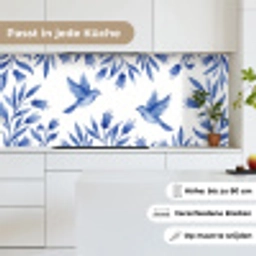 Modern - Vogels - Delfts - Blauw keuken achterwand 2 middel -sfeer4_DE