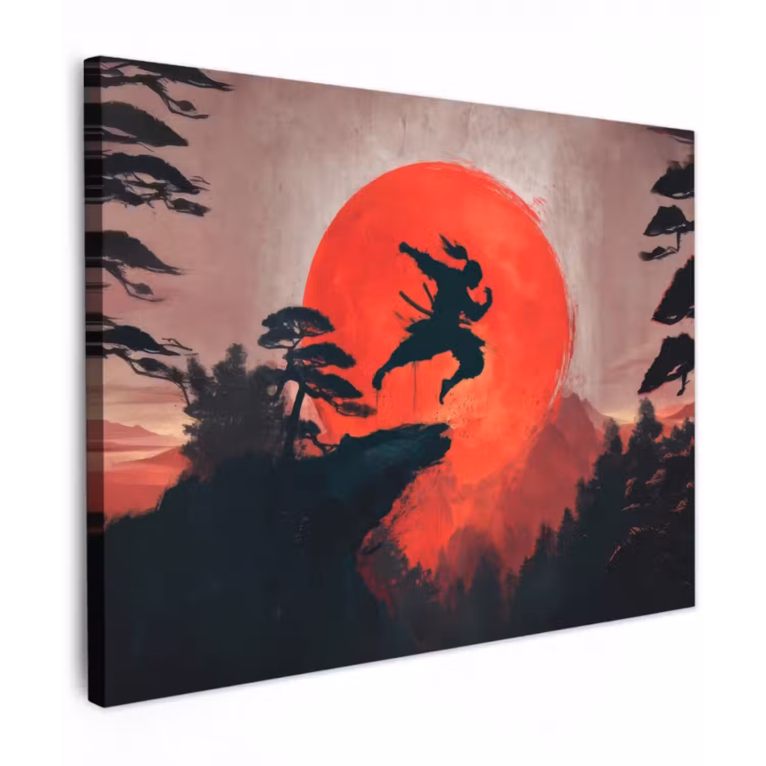 Leinwandbild - Sonne - Krieger - Bäume - Berge