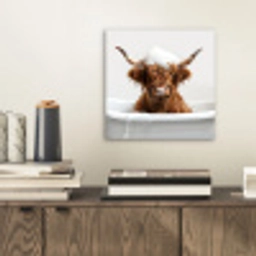 Schotse Hooglander - Bad - Koe - Dieren - Schuim aluminium wit klein -sfeer1