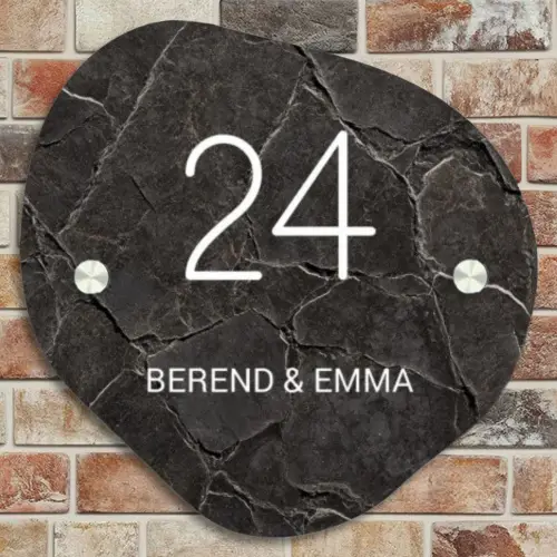 Gebarsten steen - Klassiek Naambord Organisch middel -sfeer10