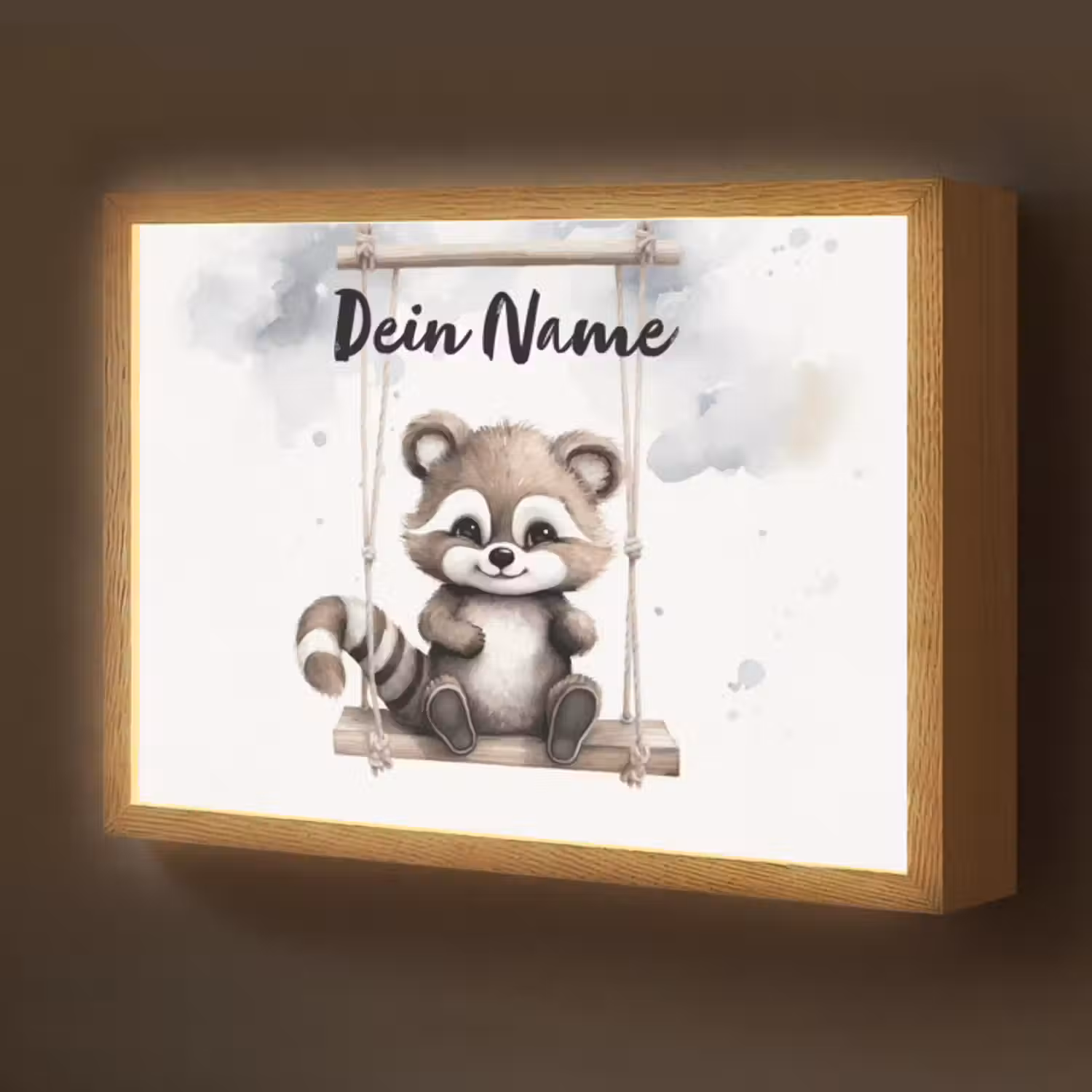 Lightbox - Wandlampe Kinderzimmer mit Namen - Waschbär - Tier - Kinder