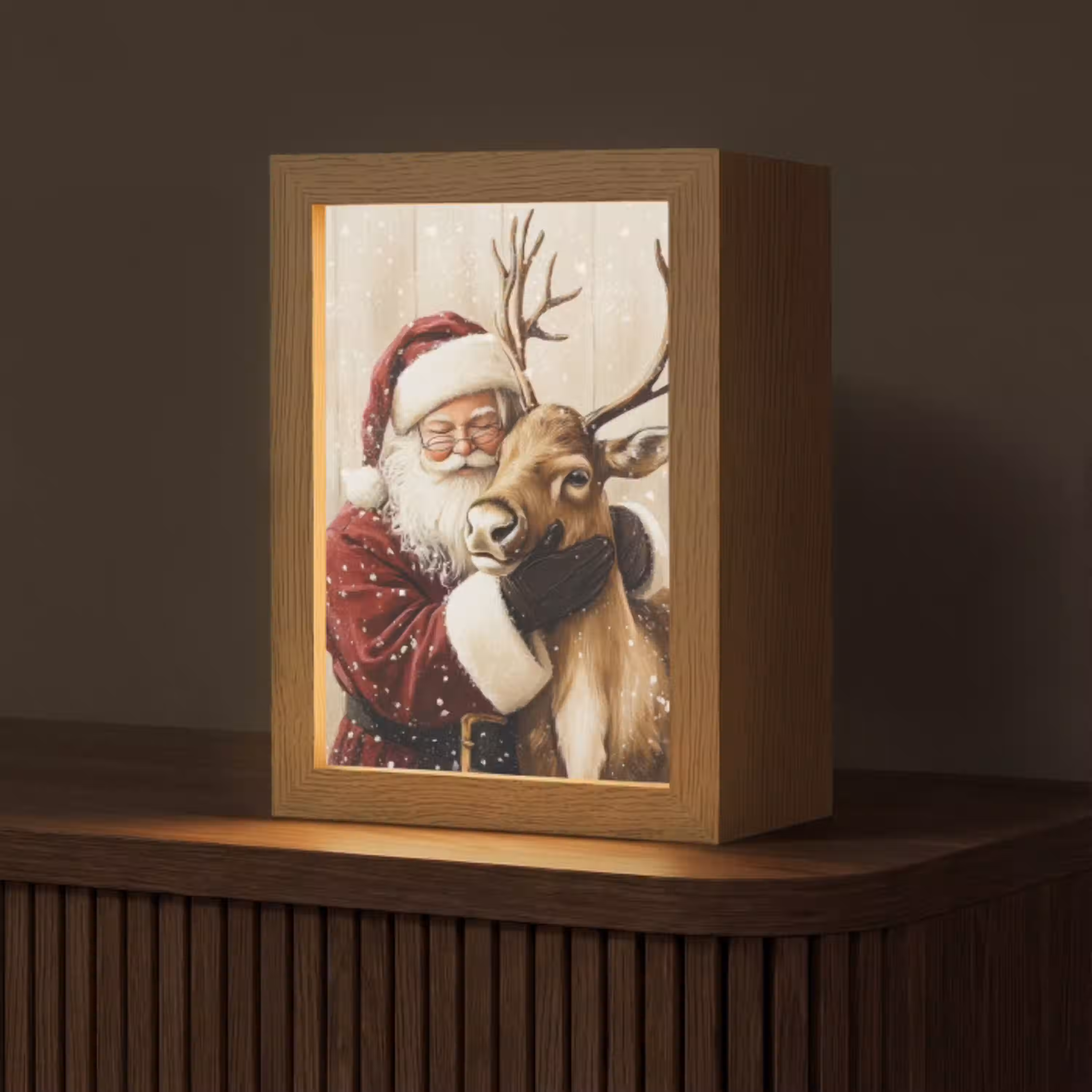 Kerstman - Rendier - Sneeuw - Kleurrijk Light Box met kabel (Tafellamp) klein -z3d_website