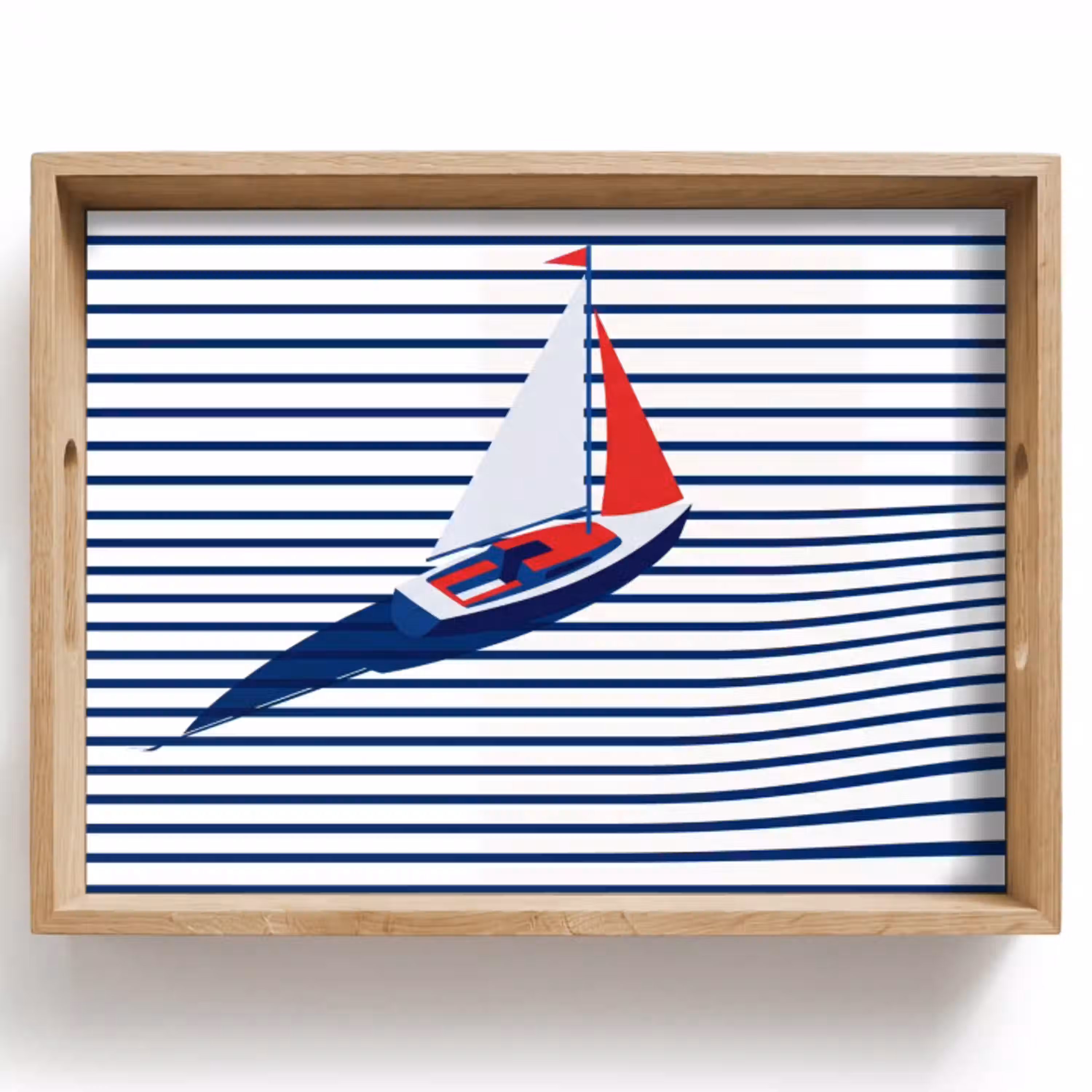 Boot - Water - Abstract - Blauw Dienblad Rechthoek middel -z3d_shopping
