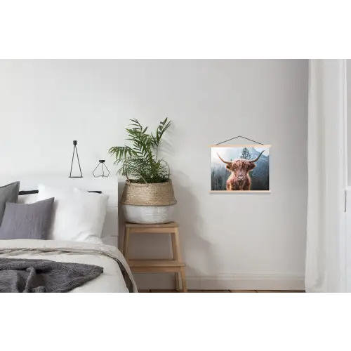 Schotse hooglander - Koe - Dieren - Berg - Natuur textielposter latten blank klein -woonkamer
