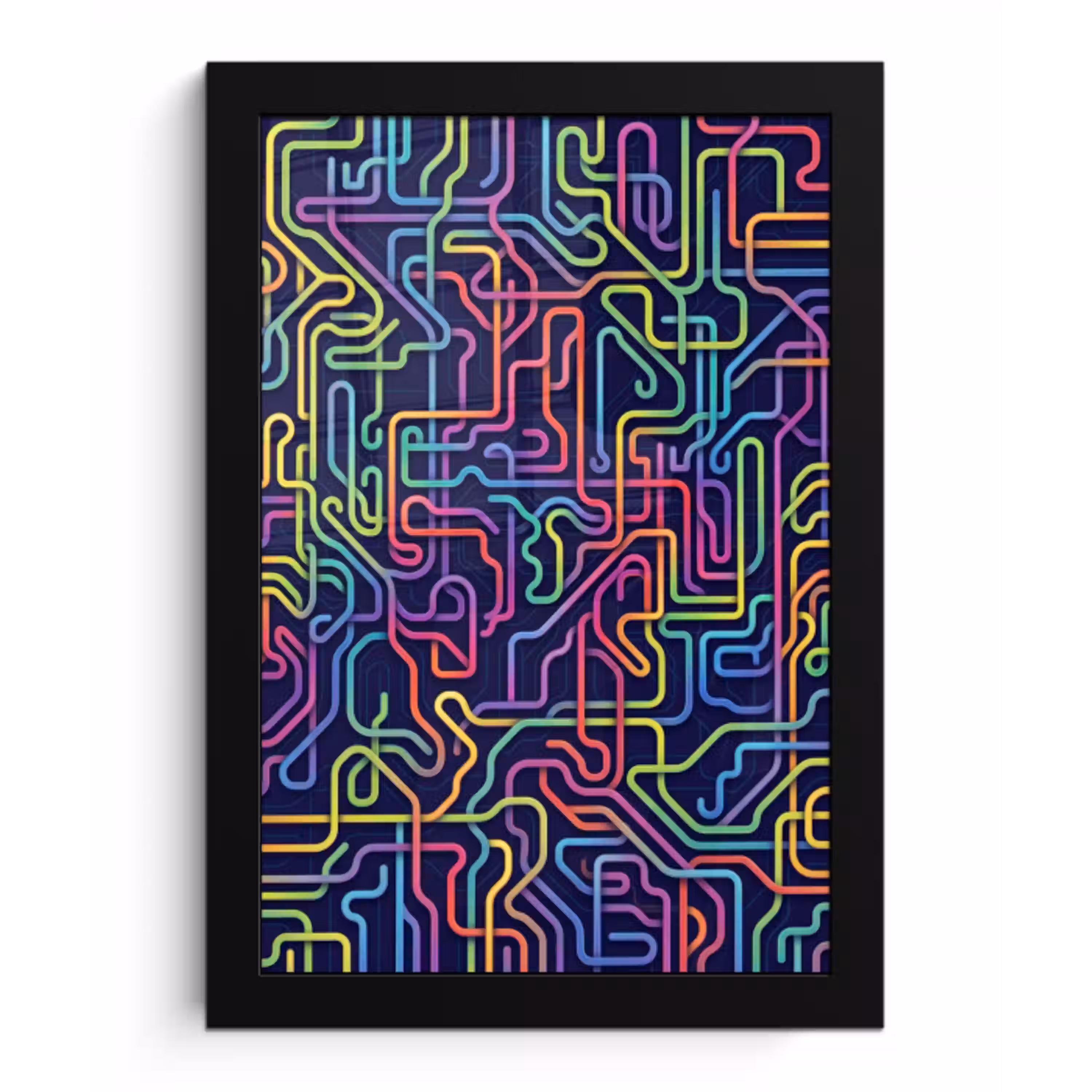 Retro - Abstract - Neon fotolijst zwart zonder passe partout klein -3d