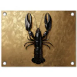 Kreeft - Zwart - Goud - Luxe tuinposter los doek klein -3d