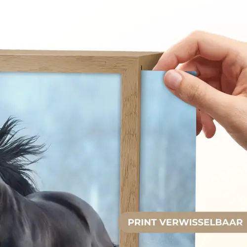 Paarden - Winter - Dieren - Natuur - Sneeuw Light Box met batterij (Wandlamp) middel -USP_websiteprintNL