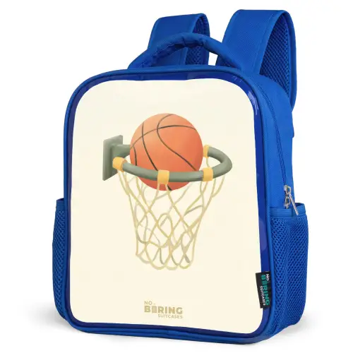 Basketbal in neutrale kleuren Kinderrugzak - Blauw middel -schuin