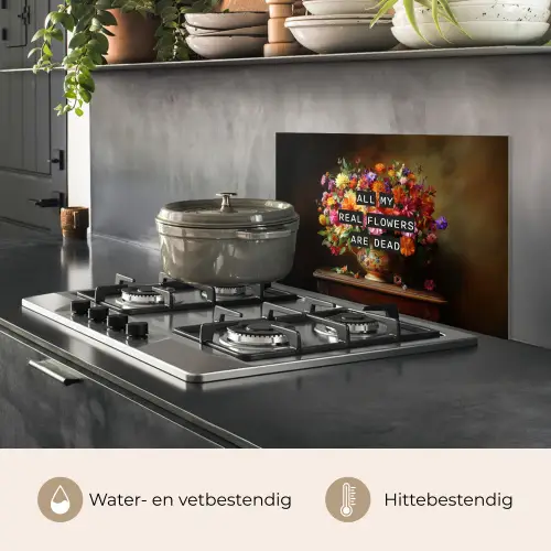 Kleur - Bloemen - Vintage - Bloemenvaas keuken achterwand spatscherm klein -usp_NL