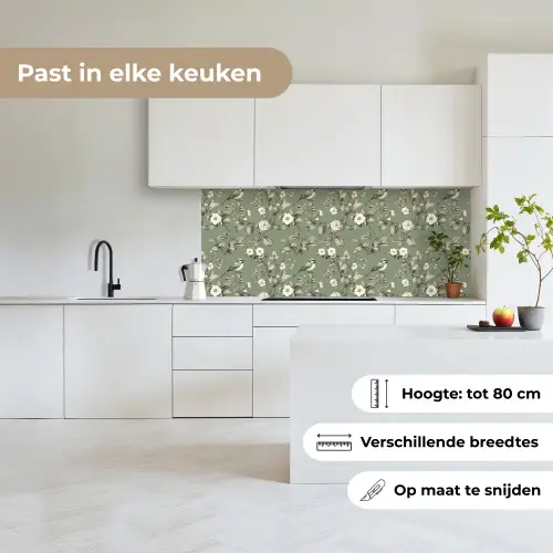 Botanisch - Vogels - Groen keuken achterwand 2 middel 871 -sfeer4_NL