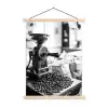Koffiemolen - Gemalen - Vintage textielposter latten blank klein -3d