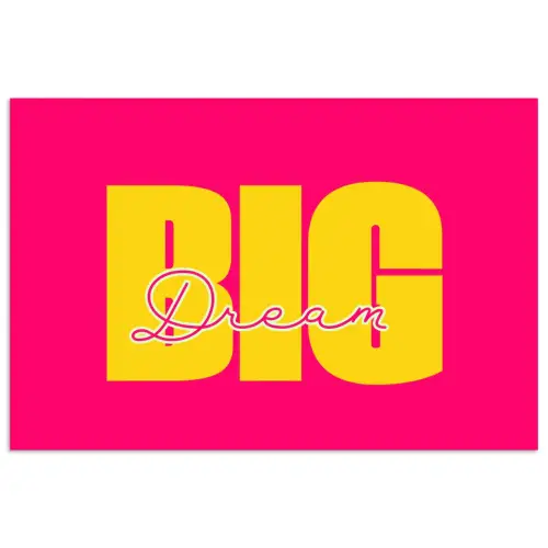 Dream big - Roze - Geel - Minimalistisch poster papier klein -3d