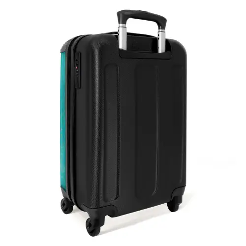 Voetbalvibes - Verfspatten - Groen - Blauw NBS - Handbagage koffer - Kinderen Unisex middel -achterkant