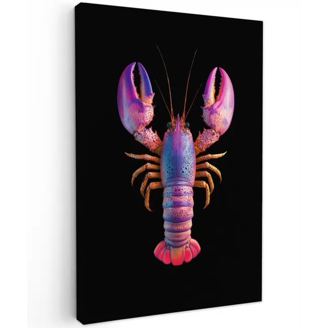 Kreeft - Paars - Roze - Zwart - Stippen - Lila Tuinposter op houten frame 2 cm dik klein -3d