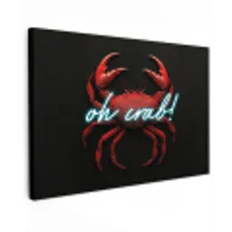 Krab - Rood - Neon - Quote Tuinposter op houten frame 2 cm dik klein -3d
