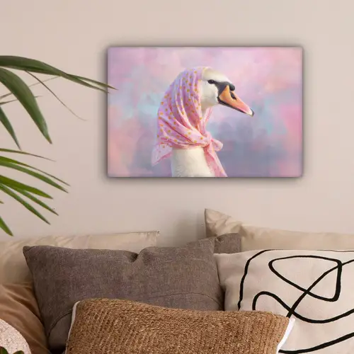 Zwaan - Sjaaltje - Pastelwolken canvas 2cm klein -sfeer1