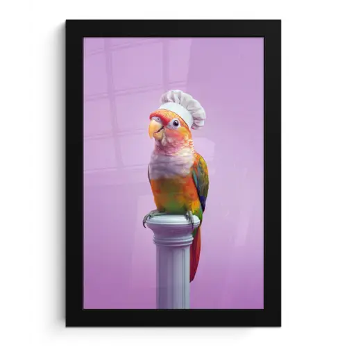 Papegaai - Koksmuts - Pilaar - Vogel fotolijst zwart zonder passe partout klein -3d