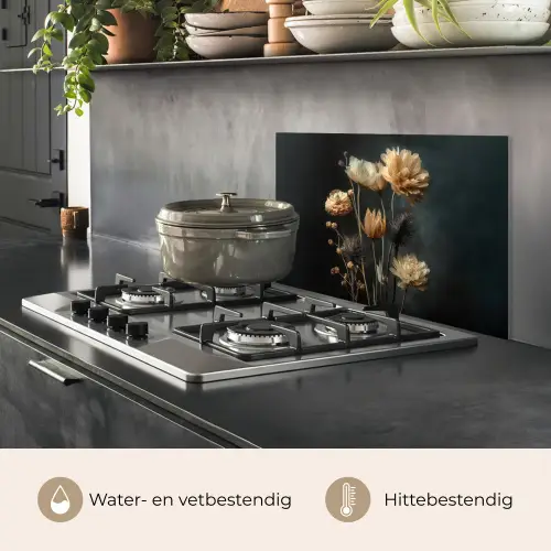 Boeket - Bloemen - Licht - Zwart keuken achterwand spatscherm klein -usp_NL