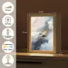 Blauw - Modern - Marmer - Abstract - Goud Light Box met kabel (Tafellamp) klein -USP_NL