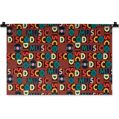 Bruin - Retro - Disco - Patroon Wandkleed katoen klein 269 -zz3d