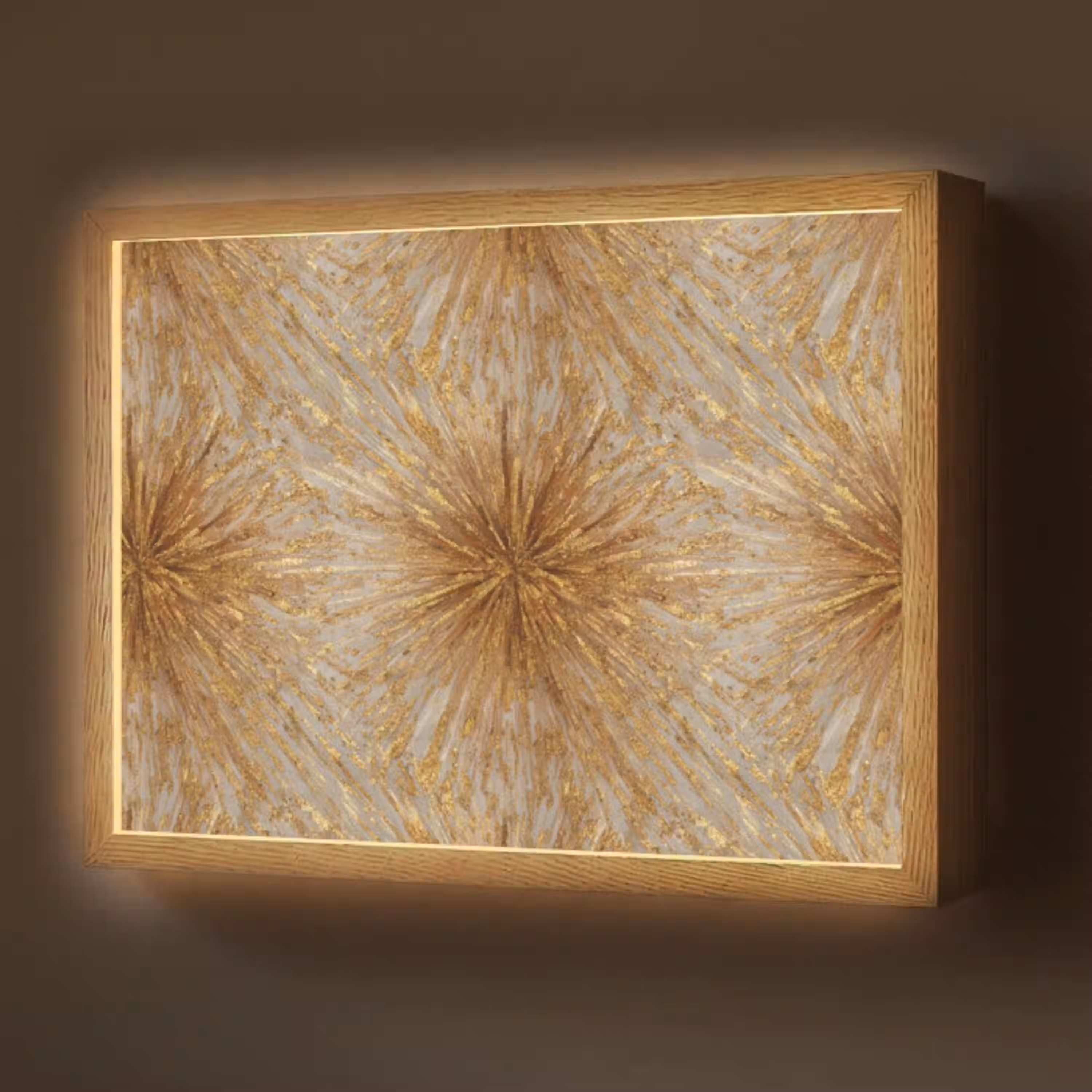 Explosie - Abstract - Goud - Wit Light Box met batterij (Wandlamp) middel 907 -z3d_website