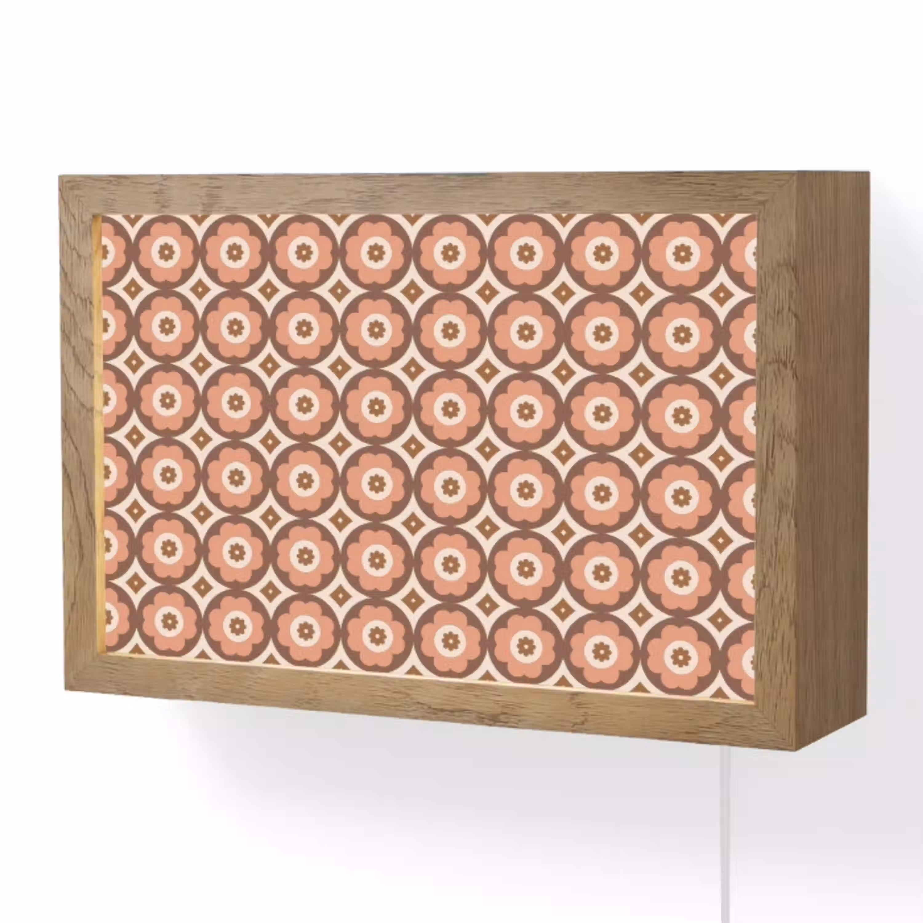 Bloemvormen - Patroon - Roze - Vintage Light Box met kabel (Wandlamp) klein -3d