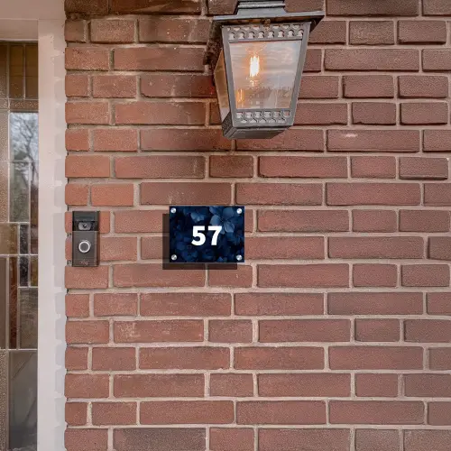 Blauwe bloemen - Traditioneel Naambord Rechthoek middel -sfeer7-rechthoek-S