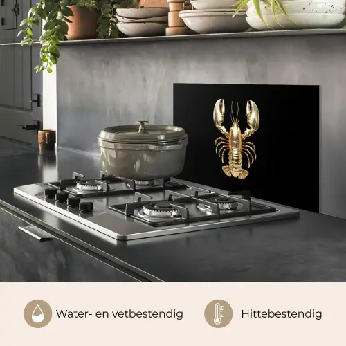 Kreeft - Goud - Textuur - Zwart keuken achterwand spatscherm klein -usp_NL