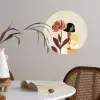 Vrouw - Minimalistisch - Bloem Wandcirkel behangsticker klein -sfeer3