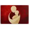 Abstract - Moeder - Kind - Rood tuinposter los doek groot -3d