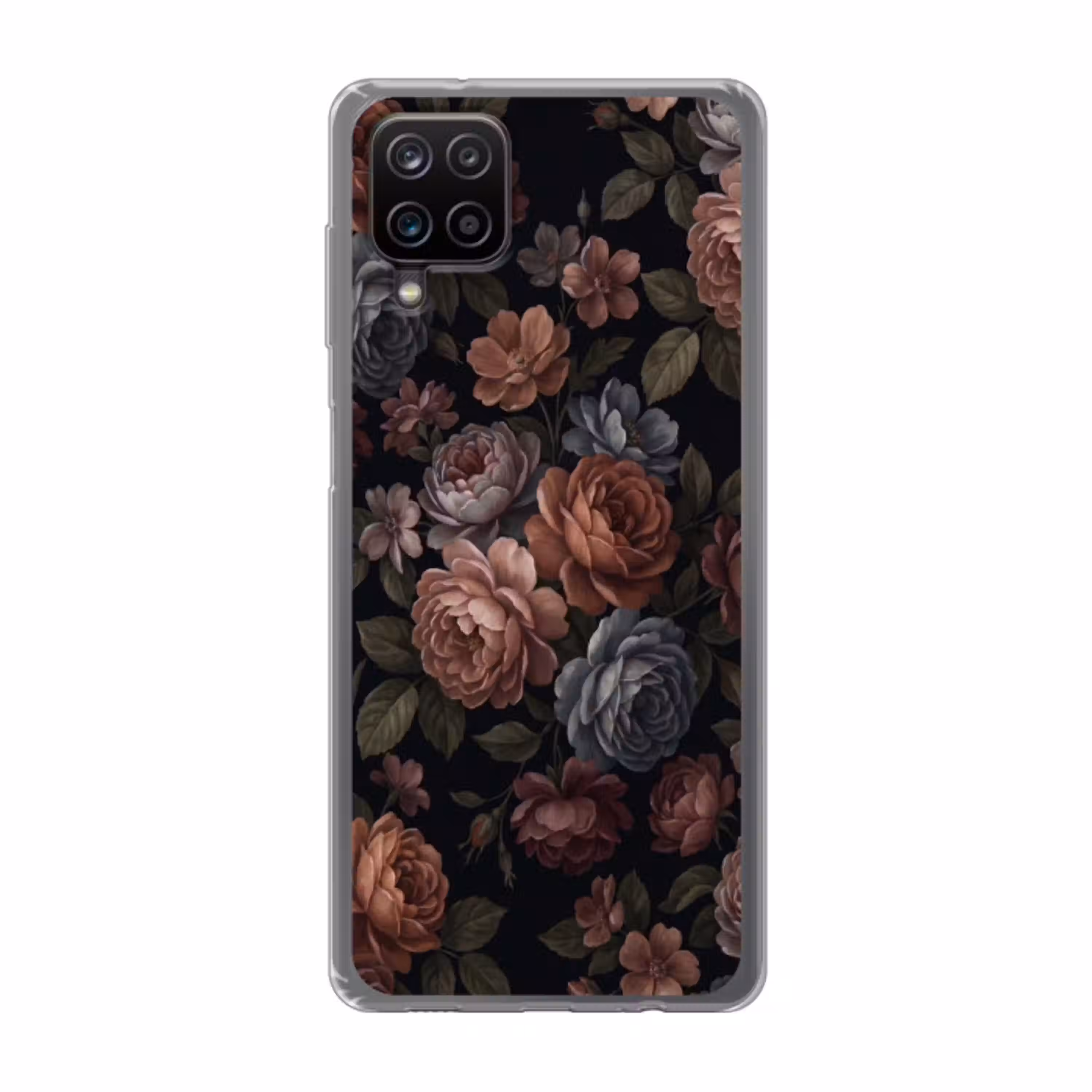 Bloemen - Patroon - Vintage - Donker - Roze Telefoonhoesje Samsung Galaxy A12 klein -3d